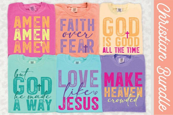 Christian PNG Bundle: Neon Graphics & T-Shirt Designs