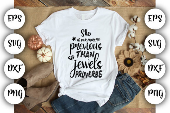 Christian Quotes She is Far More Graphics & T-Shirt Designs