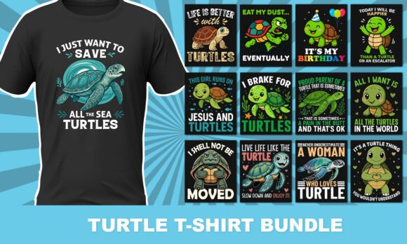 Cute Sea Turtle Bundle: Graphics & T-Shirt Designs