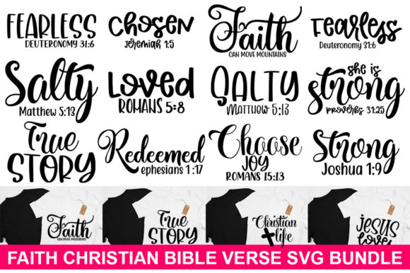 Faith Christian Bible Verse Bundle: Graphics & T-Shirt Designs