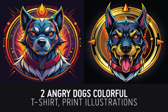 T-shirt Design: 2 Dogs Illustrations Graphics